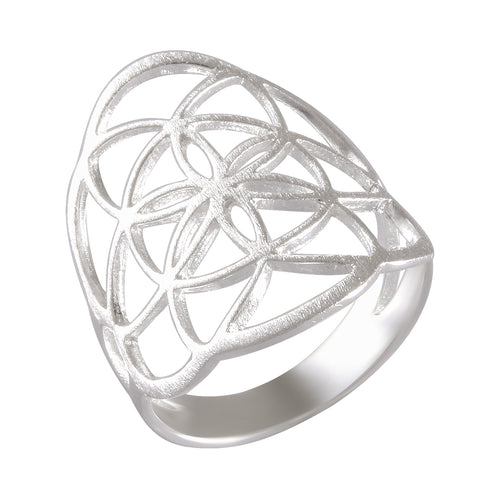 Contemporary Sterling Silver 925 Ring with Unique Sandblasted Geometric Design - Silver Maker Family 