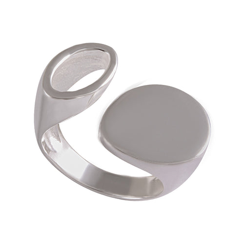 Adjustable Hollow & Solid Disc Ring Sterling silver92.5% - Model 111-011 - Silver Maker Family 