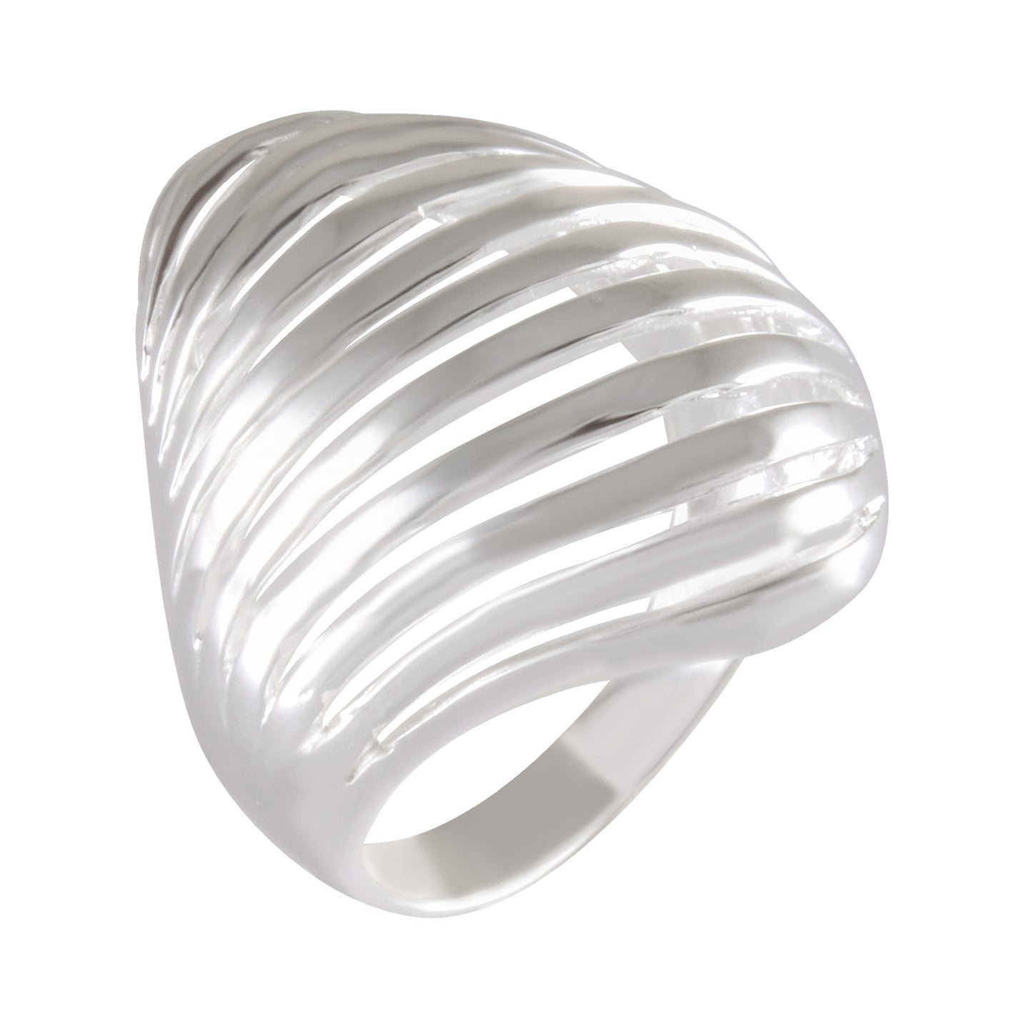 Layered Waves Silver Band Ring 92.5% Sterling Silver - Model 111-016 - Silver Maker Family 
