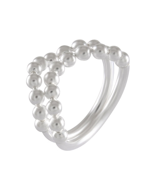 Silver Pearl Double Band Flex Ring 92.5% Sterling Silver - Model 111-020 - Silver Maker Family 