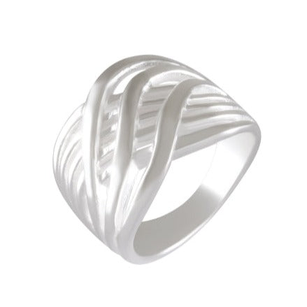 Sculptural Overlap Band Ring 92.5% Sterling Silver - Model 111-035 - Silver Maker Family 