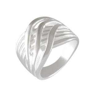Sculptural Overlap Band Ring 92.5% Sterling Silver - Model 111-035 - Silver Maker Family 