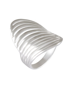 Silver Wave Ribbed Statement Ring 92.5% Sterling Silver - Model 111-041 - Silver Maker Family 