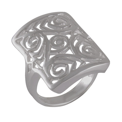 Geometric Spiral Openwork Ring 92.5% Sterling Silver - Model 111-046 - Silver Maker Family 