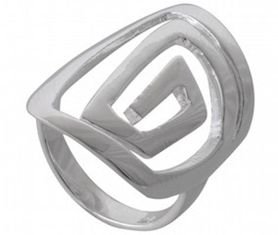 Geometric Illusion Square Ring 92.5% Sterling Silver - Model 111-047 - Silver Maker Family 