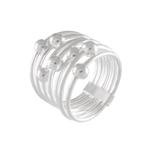 Movable Silver Bead Band Ring 92.5% Sterling Silver - Model 111-054 - Silver Maker Family 