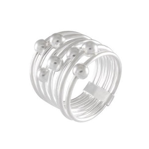 Movable Silver Bead Band Ring 92.5% Sterling Silver - Model 111-054 - Silver Maker Family 