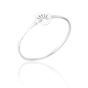 Sunburst Engraved Silver Ring 92.5% Sterling Silver - Model 111-087 - Silver Maker Family 