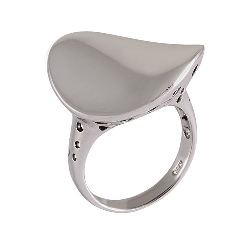 Contemporary Asymmetric Shield Silver Ring 92.5% Sterling Silver - Model 111-092 - Silver Maker Family 
