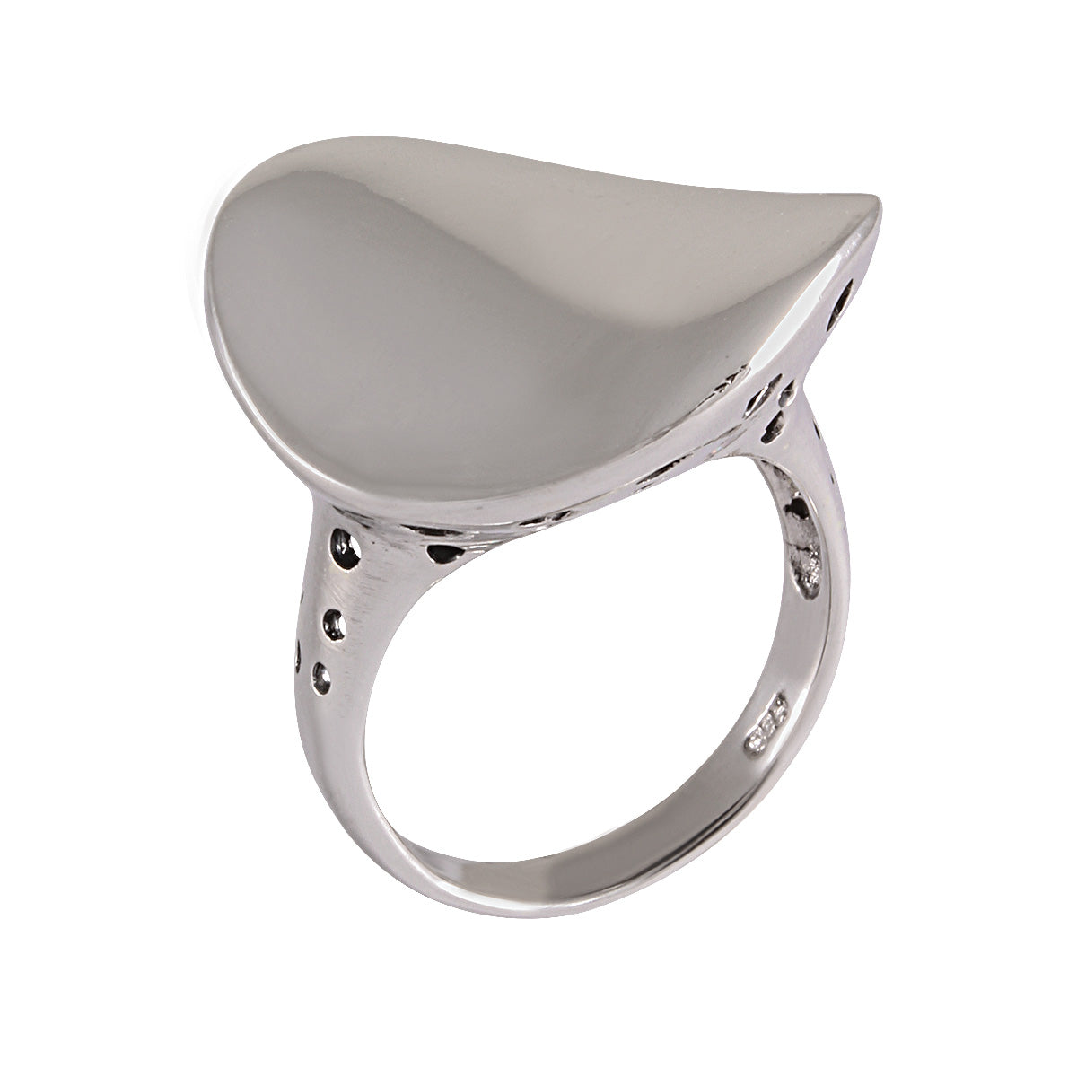 Contemporary Asymmetric Shield Silver Ring 92.5% Sterling Silver - Model 111-092 - Silver Maker Family 