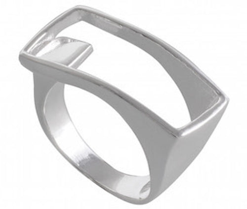 Modernist Square Notch Ring 92.5% Sterling Silver - Model 111-099 - Silver Maker Family 