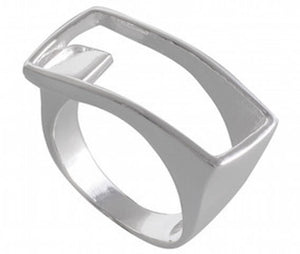 Modernist Square Notch Ring 92.5% Sterling Silver - Model 111-099 - Silver Maker Family 