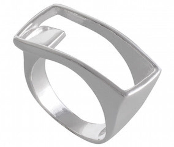 Modernist Square Notch Ring 92.5% Sterling Silver - Model 111-099 - Silver Maker Family 