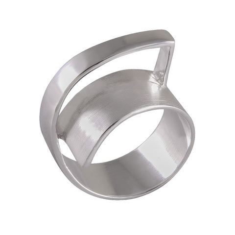 Modern Overlap Brushed Silver Ring 92.5% Sterling Silver - Model 111-113 - Silver Maker Family 