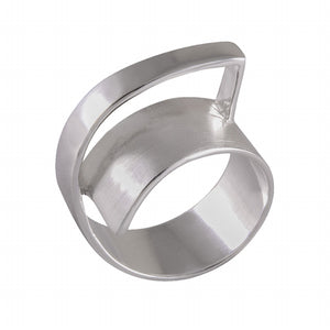 Modern Overlap Brushed Silver Ring 92.5% Sterling Silver - Model 111-113 - Silver Maker Family 