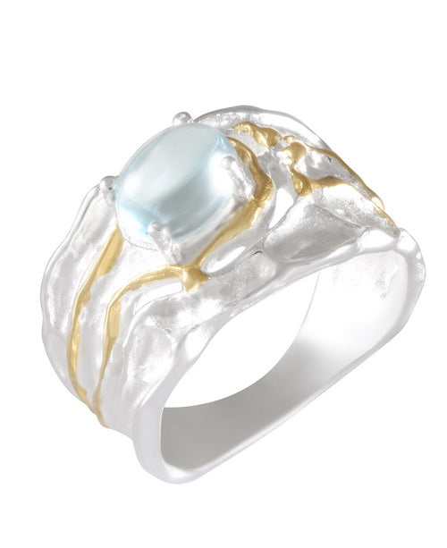 Aquatic Ripple Gemstone Ring 92.5% Sterling Silver - Model 112-004 - Silver Maker Family 