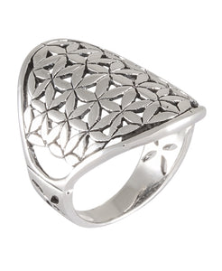 Geometric Lattice Silver Ring Silver & Oxidized - Model 114-005 - Silver Maker Family 