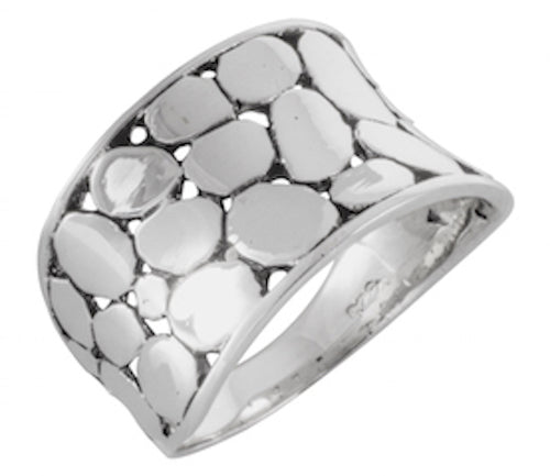 Silver Pebble Mosaic Ring Silver & Oxidized - Model 114-016 - Silver Maker Family 