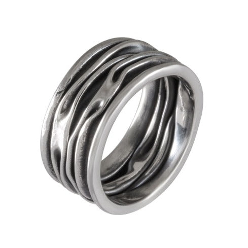 Rippling Waves Silver Band Silver & Oxidized - Model 114-018 - Silver Maker Family 