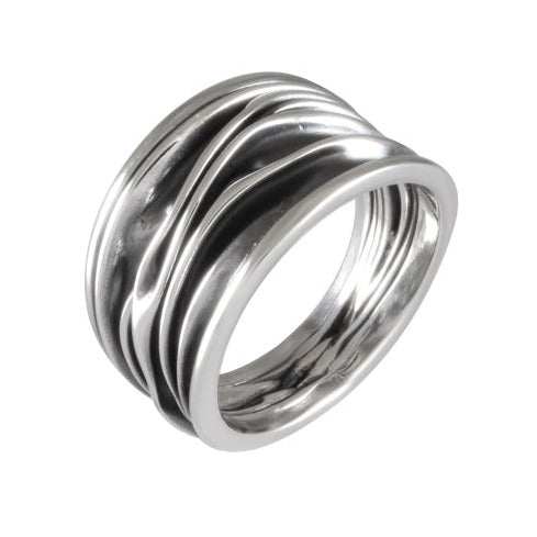 Rippling Waves Silver Band Silver & Oxidized - Model 114-019 - Silver Maker Family 