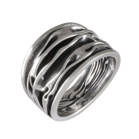 Rippling Waves Silver Band Silver & Oxidized - Model 114-020 - Silver Maker Family 