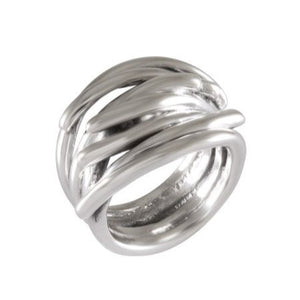 Interwoven Silver Curls Ring Silver & Oxidized - Model 114-021 - Silver Maker Family 
