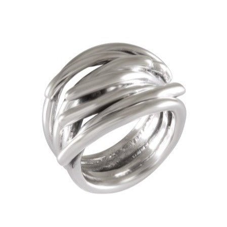 Interwoven Silver Curls Ring Silver & Oxidized - Model 114-021 - Silver Maker Family 