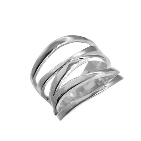 Triple Band Silhouette Ring Silver & Oxidized - Model 114-023 - Silver Maker Family 