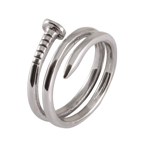 Industrial Chic Nail Band Ring Silver & Oxidized - Model 114-027 - Silver Maker Family 