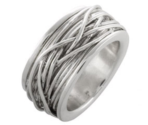 Twisted Elegance Silver Band Silver & Oxidized - Model 114-039 - Silver Maker Family 