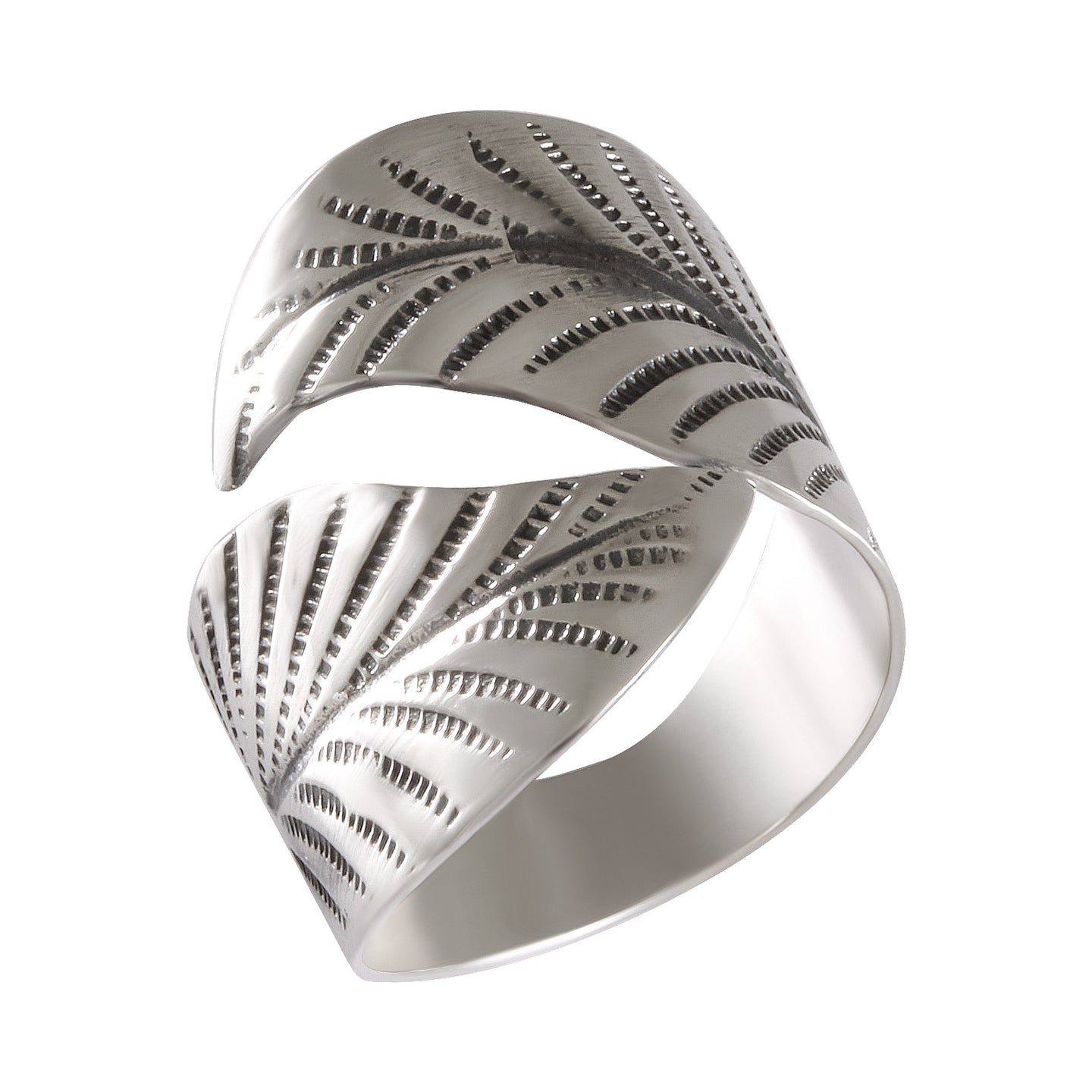 Filigree Leaf Pattern Openwork Ring Silver & Oxidized - Model 114-048 - Silver Maker Family 