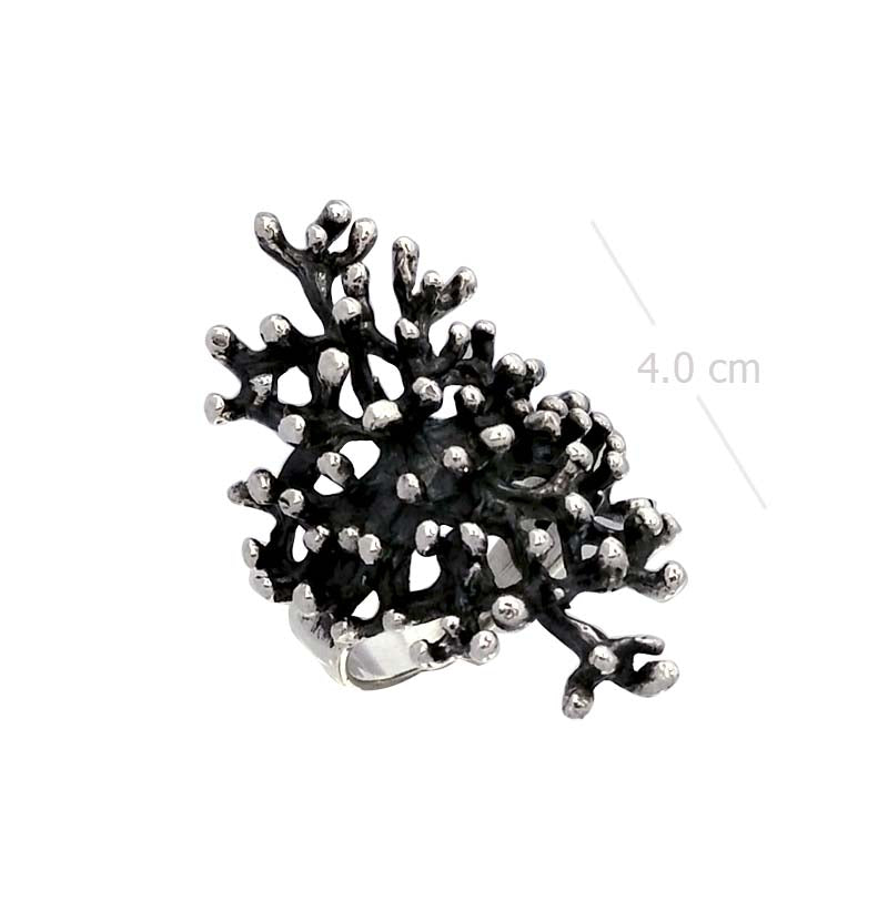 Abstract Coral Cluster Ring Silver & Oxidized - Model 114-051 - Silver Maker Family 