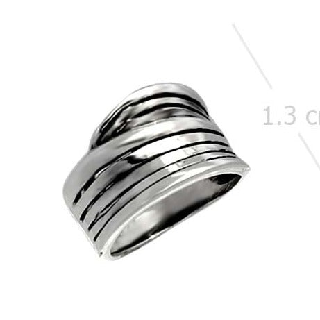 Concentric Silver Band Ring Silver & Oxidized - Model 114-052 - Silver Maker Family 