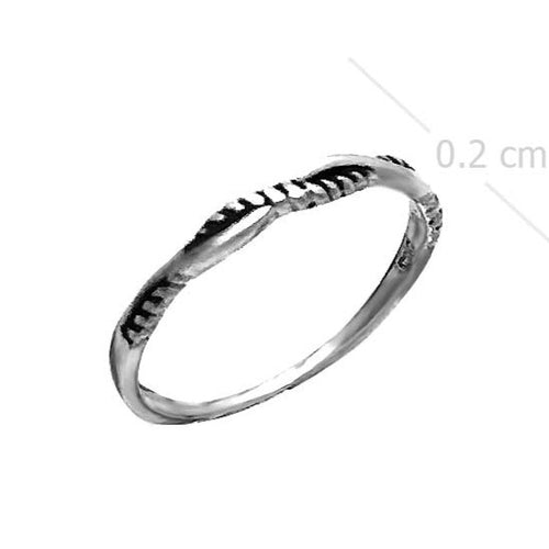 Fine Etched Line Band Ring Silver & Oxidized - Model 114-053 - Silver Maker Family 