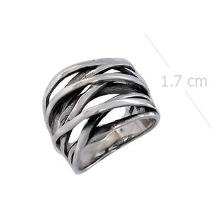 Crisscross Harmony Silver Ring Silver & Oxidized - Model 114-055 - Silver Maker Family 