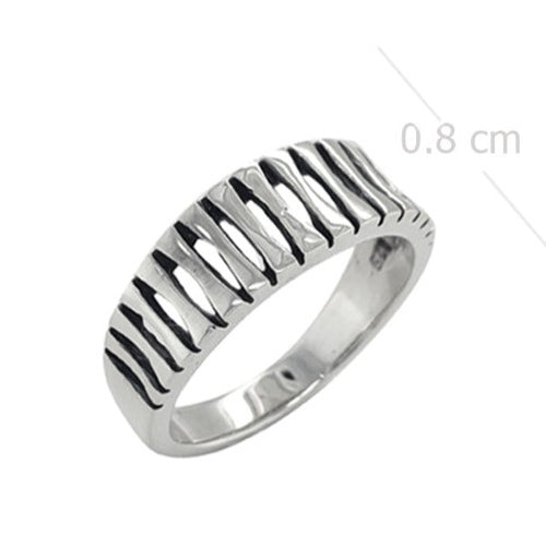 Urban Edge Cut-Out Band Ring Silver & Oxidized - Model 114-056 - Silver Maker Family 