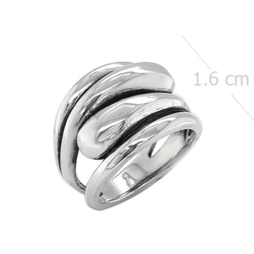 Interwoven Silver Swirl Ring Silver & Oxidized - Model 114-061 - Silver Maker Family 