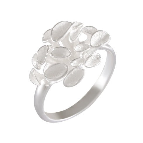 Sterling Silver Sea Flower Cluster Ring - Ocean Botanical Elegance - Model 115-001