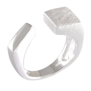 Adjustable Sterling Silver Sandbrushed Ring - Contemporary Textured Elegance - Model 115-002