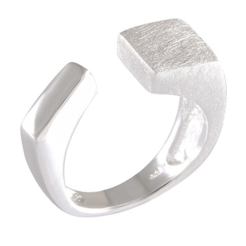 Adjustable Sterling Silver Sandbrushed Ring - Contemporary Textured Elegance - Model 115-002
