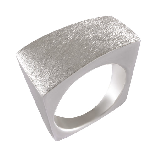 Modern Sterling Silver Signet Ring - Brushed Matte Finish - Model 115-005