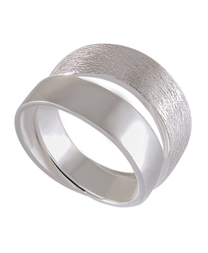 Textured Elegance Band - Silver Maker Family Matte & Shine Sterling Ring - Model 115-008