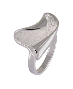 Sterling Silver Sculptural Leaf Ring - Textured Modern Art Design - Model 115-010