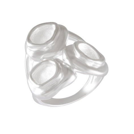 Sterling Silver Sandblasted Triple Pebble Ring - Textured Elegance - Model 115-011