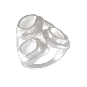 Sterling Silver Sandblasted Triple Pebble Ring - Textured Elegance - Model 115-011
