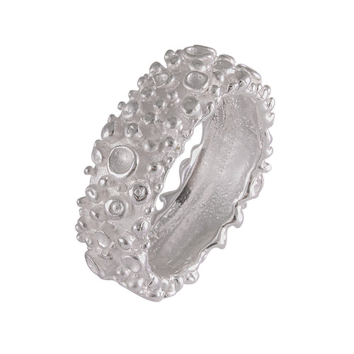 Sterling Silver Seafoam Bubble Ring - Ocean-Inspired Textured Jewelry - Model 115-012