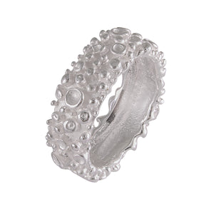 Sterling Silver Seafoam Bubble Ring - Ocean-Inspired Textured Jewelry - Model 115-012