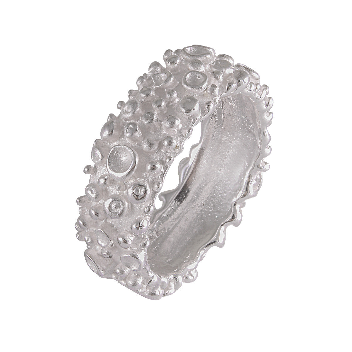 Sterling Silver Seafoam Bubble Ring - Ocean-Inspired Textured Jewelry - Model 115-012