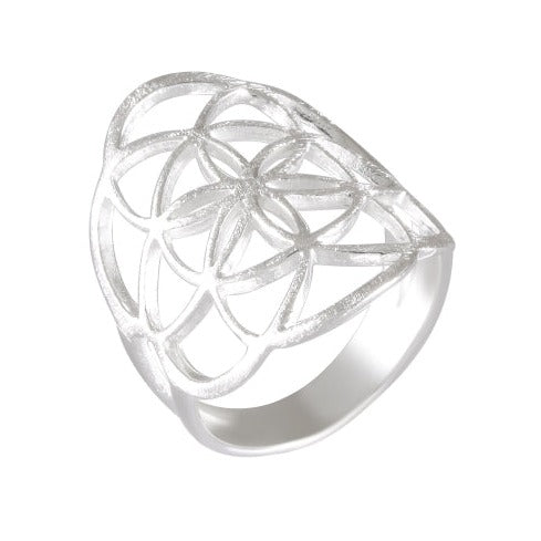 Sterling Silver Sandblasted Geometric Web Ring - Intricate Lattice Design - Model 115-015