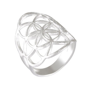 Sterling Silver Sandblasted Geometric Web Ring - Intricate Lattice Design - Model 115-015